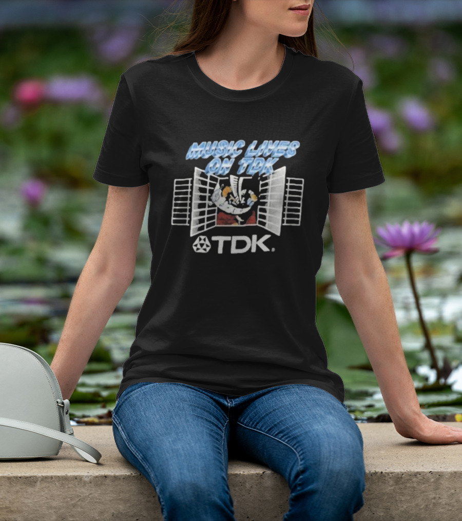 Music Lives On TDK Retro Cassette Player Stranger Things Harbour Jim Hopper T-Shirt