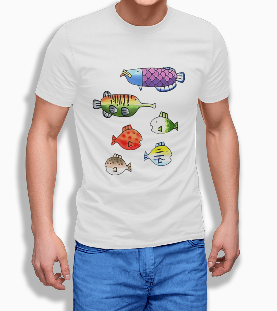 Fishing Wii Party Play Fish Species Video Game Colorful Fish T-Shirt