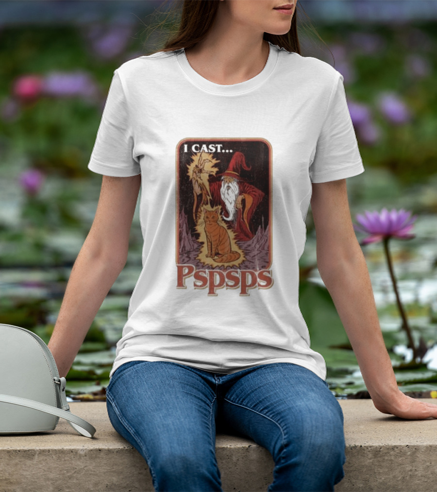 I Cast Pspsps Wizard Mystical Cat Aidan Wachter T-Shirt