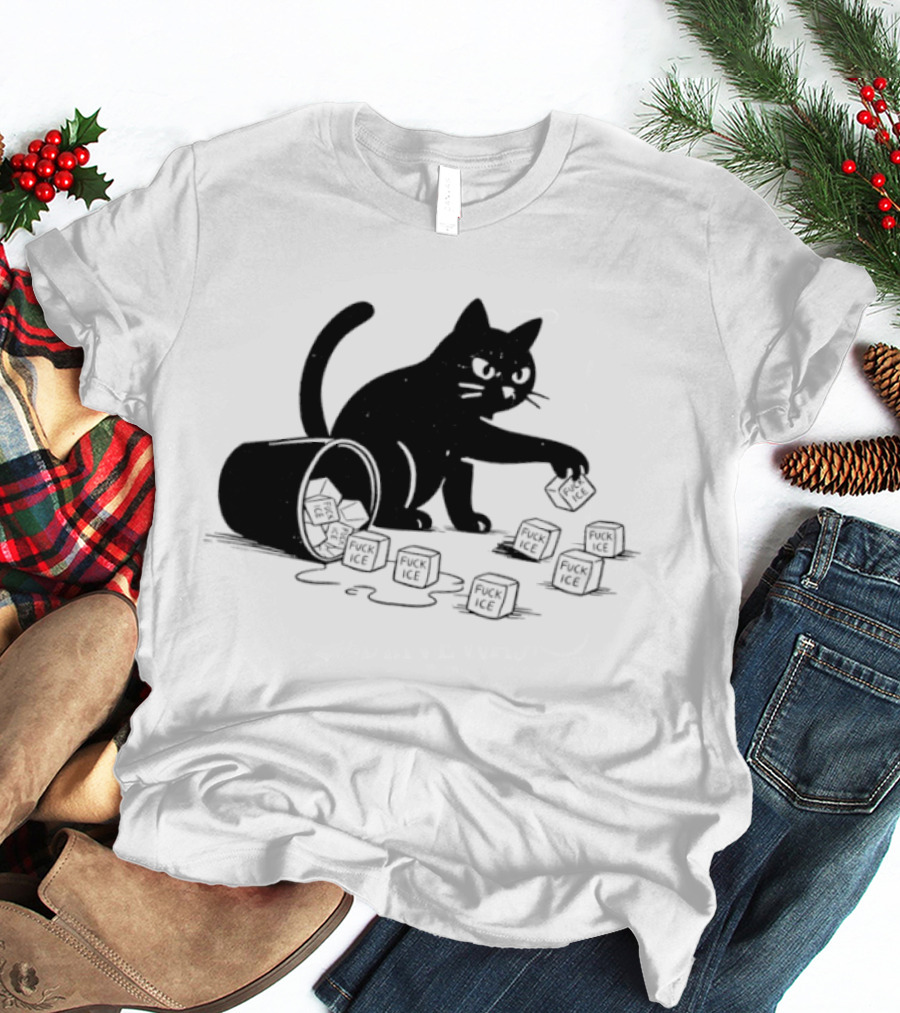 Black Cat Anti Trump Fuck Ice T-Shirt