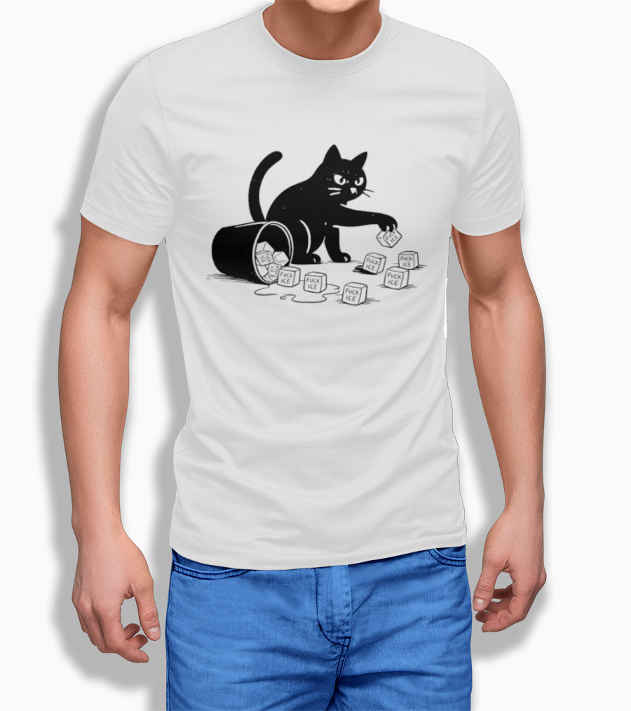 Black Cat Anti Trump Fuck Ice T-Shirt