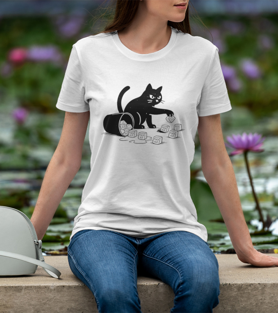 Black Cat Anti Trump Fuck Ice T-Shirt