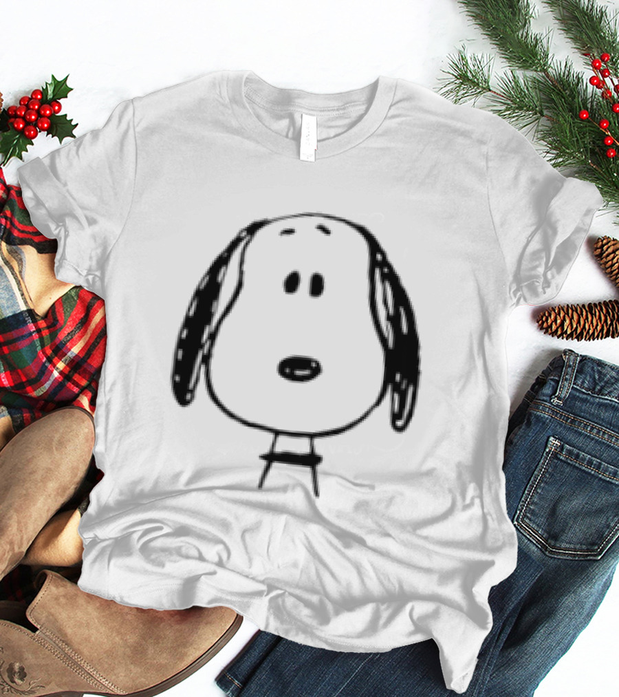 Peanuts Snoopy Face Black And White Cartoon T-Shirt