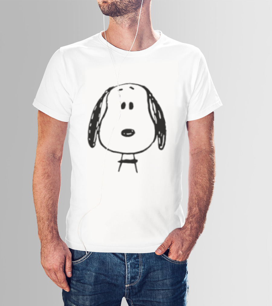 Peanuts Snoopy Face Black And White Cartoon T-Shirt