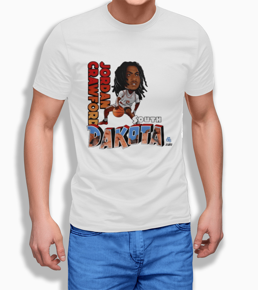 Jordan Crawford South Dakota Basketball Player Cartoon Sports T-Shirt