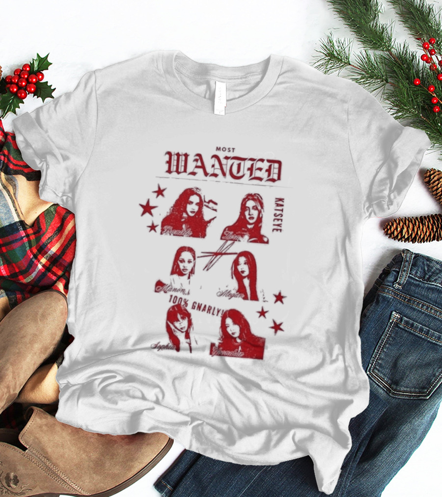 Katseye Most Wanted Red Stars And Figures T-Shirt