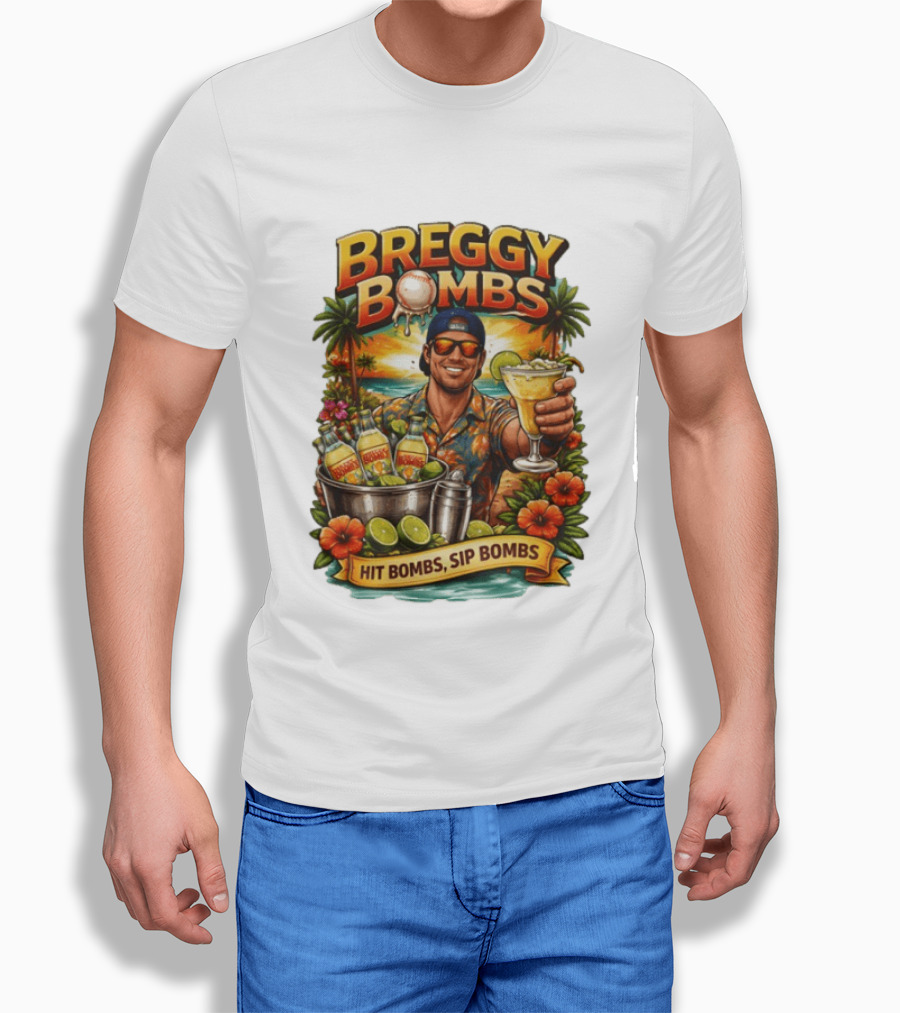Breggy Bombs Hit Bombs Sip Bombs Tropical Cocktail Vibes T-Shirt