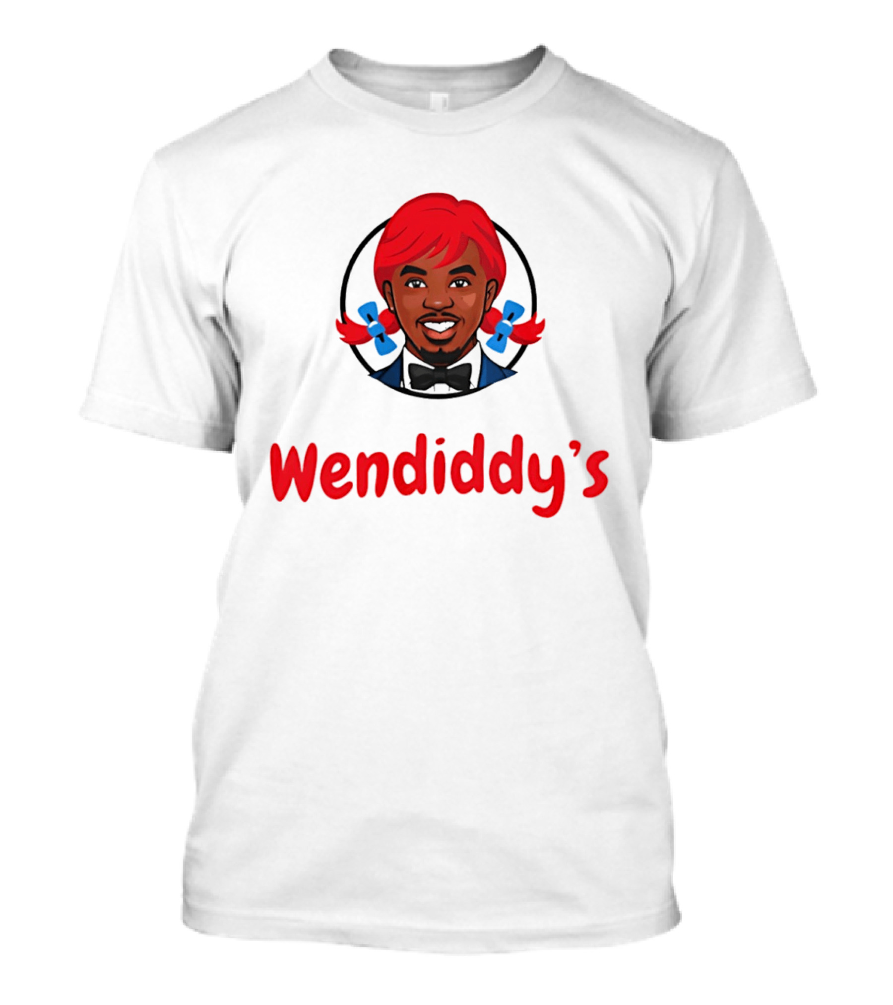 Wendiddy's Red Hair Blue Bow Pigtails T-Shirt
