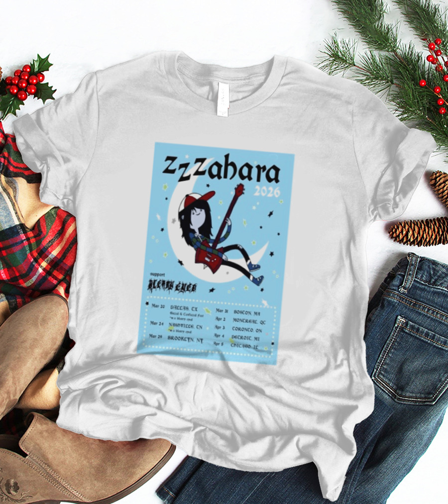 Zzzahara Fall Tour 2026 Dates And Support Act With Cartoon Guitarist T-Shirt