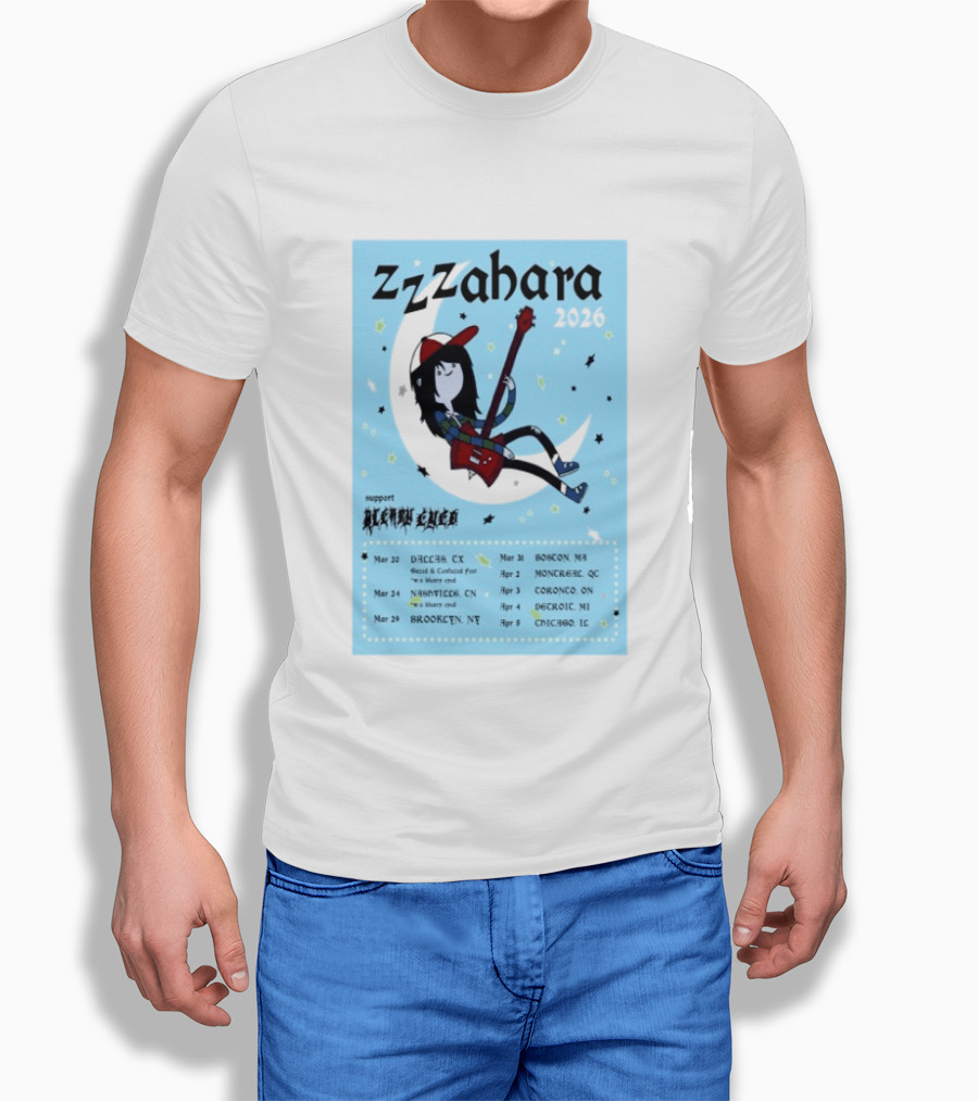 Zzzahara Fall Tour 2026 Dates And Support Act With Cartoon Guitarist T-Shirt