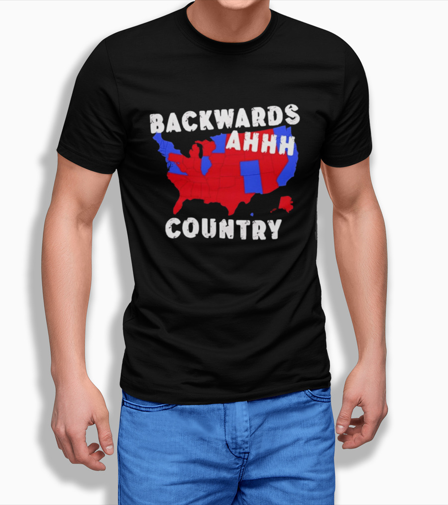 Backwards Ahhh Country State Map USA T-Shirt