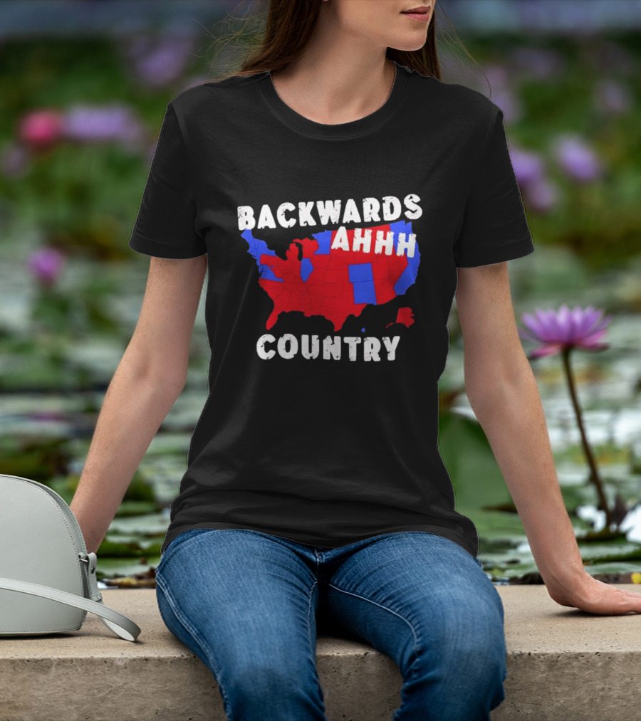 Backwards Ahhh Country State Map USA T-Shirt