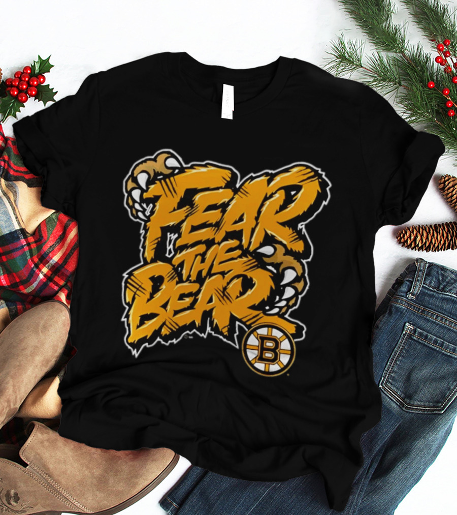 Boston Bruins Fear The Bear Claw Graphic With Team T-Shirt