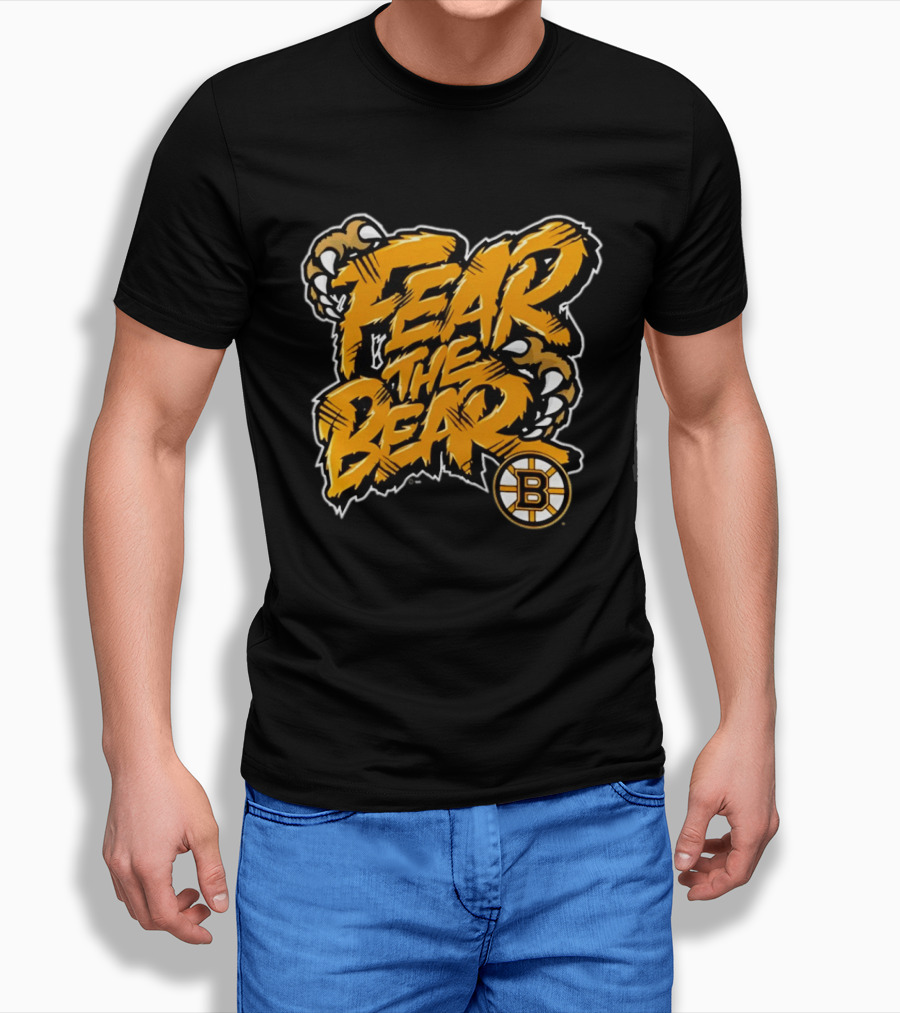 Boston Bruins Fear The Bear Claw Graphic With Team T-Shirt