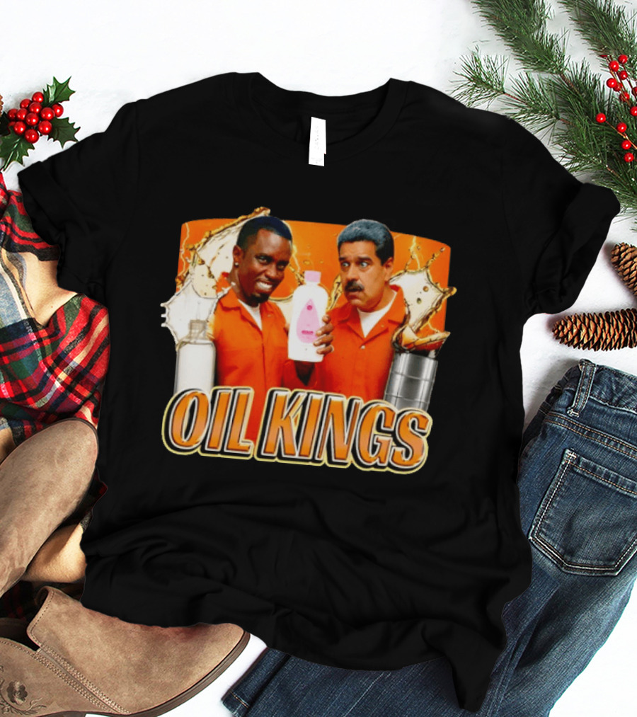 OIL KINGS Diddy Vs Nicolas Maduro Orange Bottles Humor T-Shirt