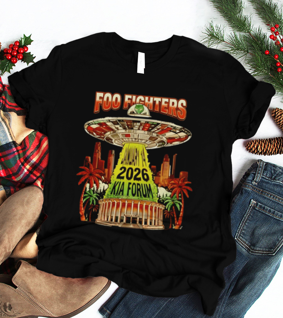 Foo Fighters 2026 Kia Forum Los Angeles UFO Skyline Palms T-Shirt