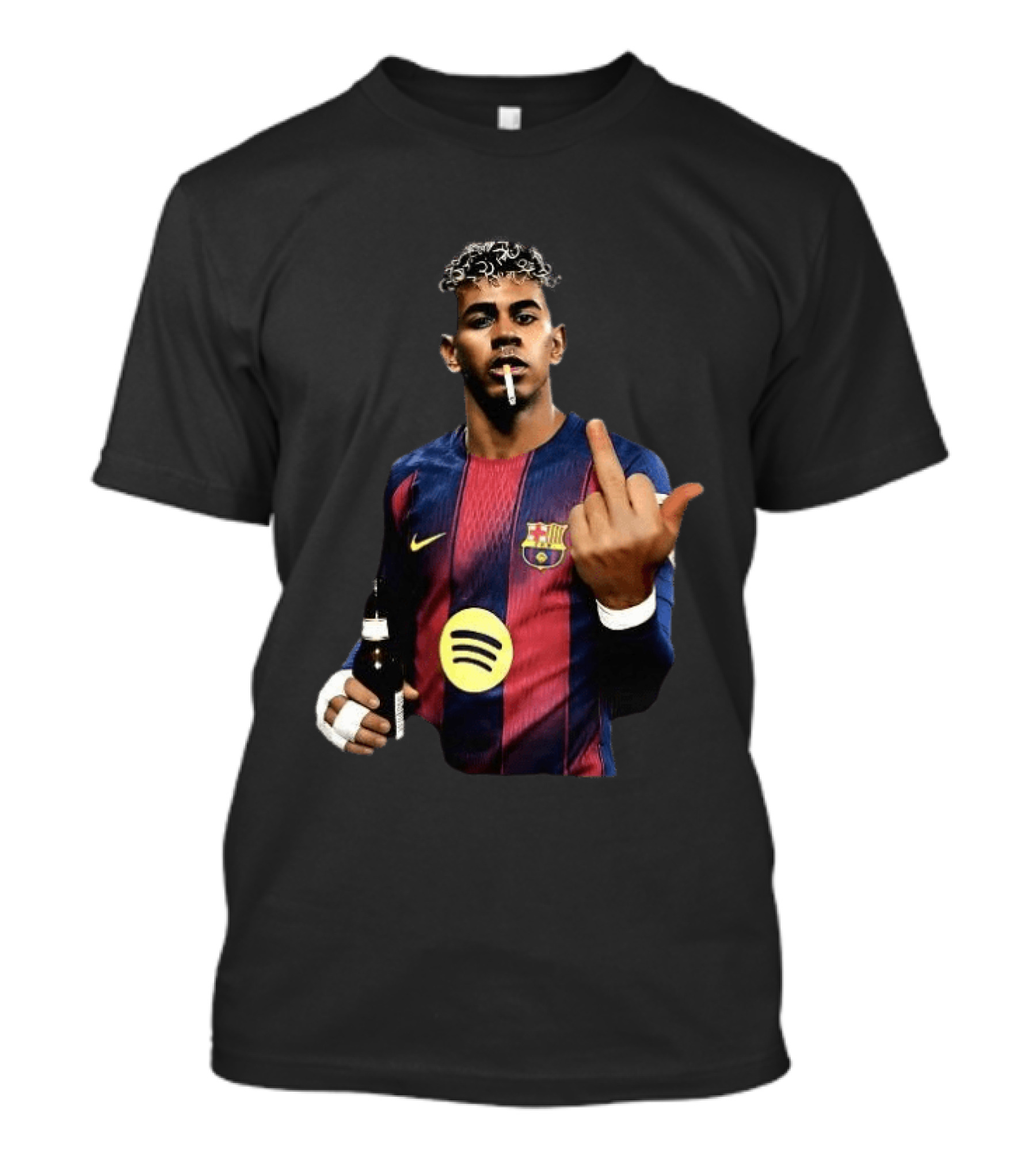 Lamine Yamal FC Barcelona Meme Middle Finger Gesture With Beer And Cigarette T-Shirt