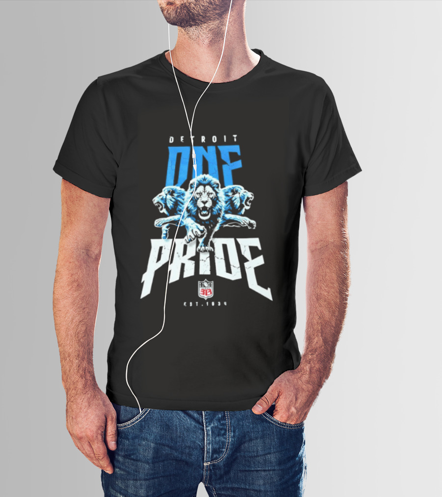 Detroit One Pride 313 Lions Est 1930 T-Shirt