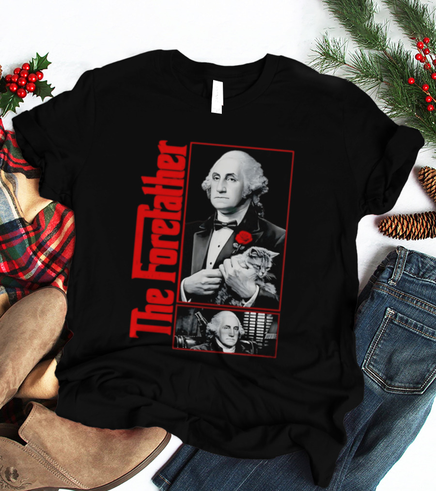 Patriotic George Washington Forefather The American Godfather Cat T-Shirt
