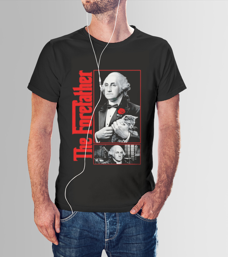 Patriotic George Washington Forefather The American Godfather Cat T-Shirt