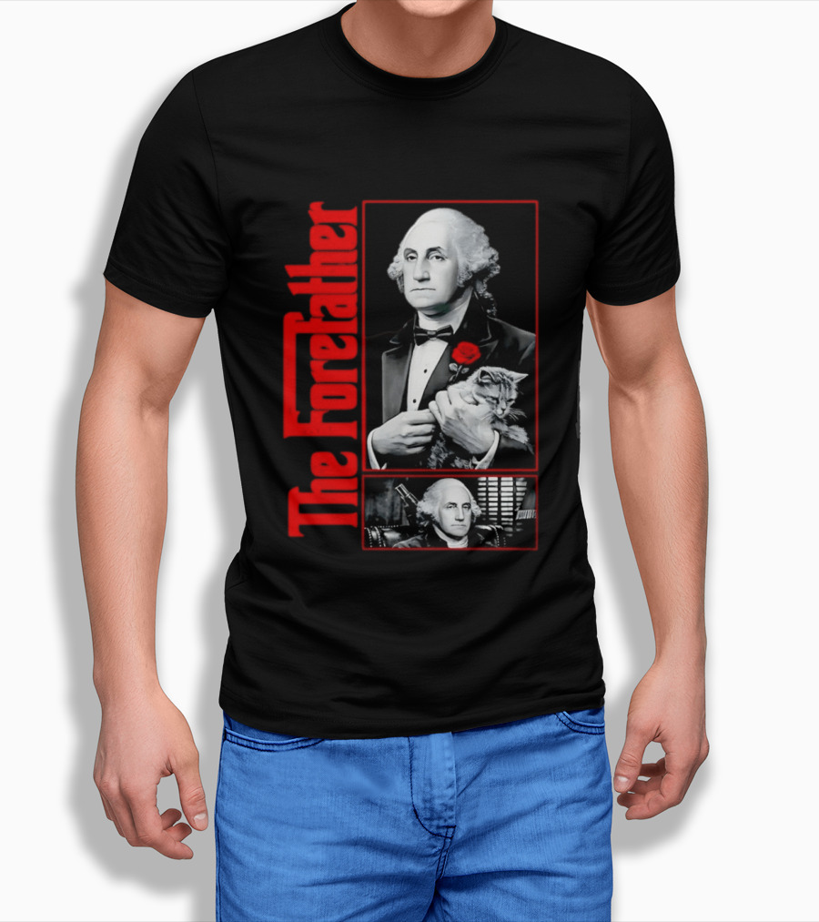 Patriotic George Washington Forefather The American Godfather Cat T-Shirt