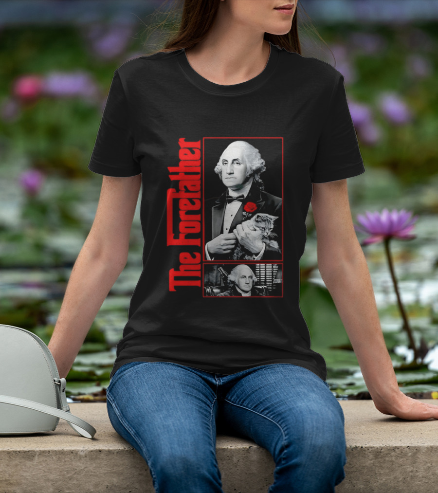 Patriotic George Washington Forefather The American Godfather Cat T-Shirt