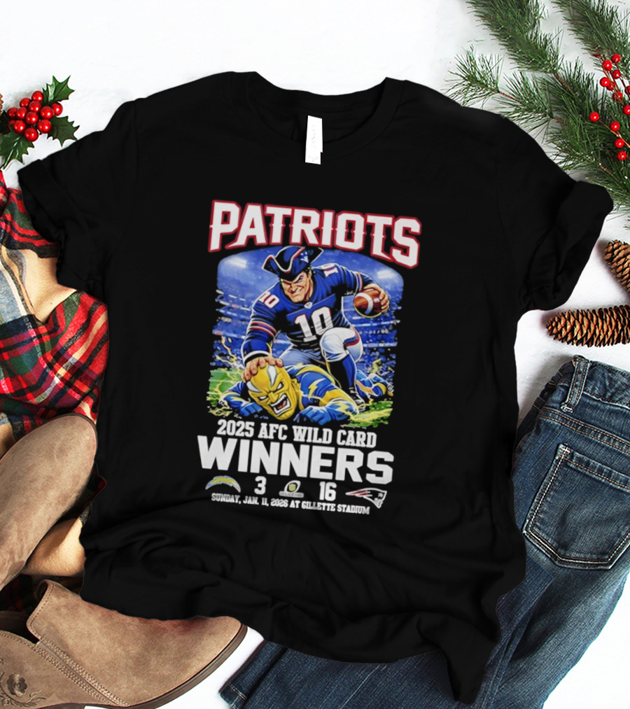 Patriots 2025 AFC Wild Card Winners Victory Celebration January 12 Gillette Stadium T-Shirt