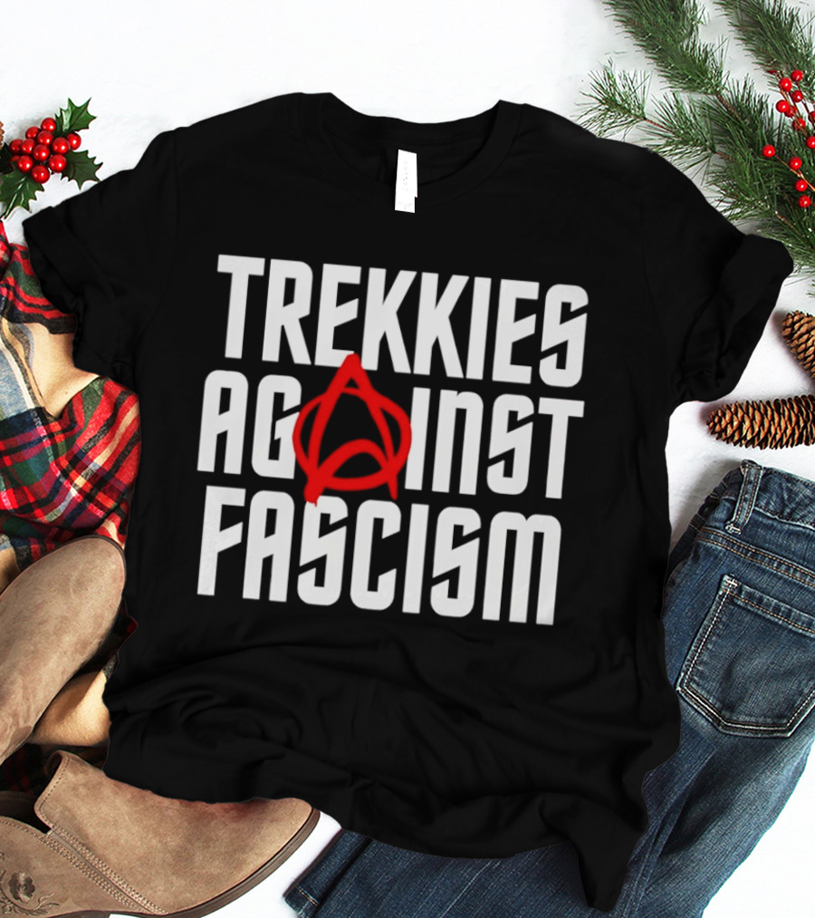 TREKKIES AGAINST FASCISM Anarchy Symbol Resistance T-Shirt