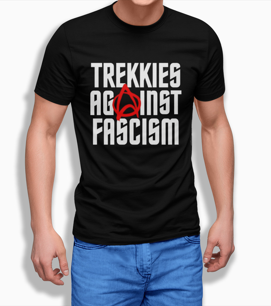 TREKKIES AGAINST FASCISM Anarchy Symbol Resistance T-Shirt