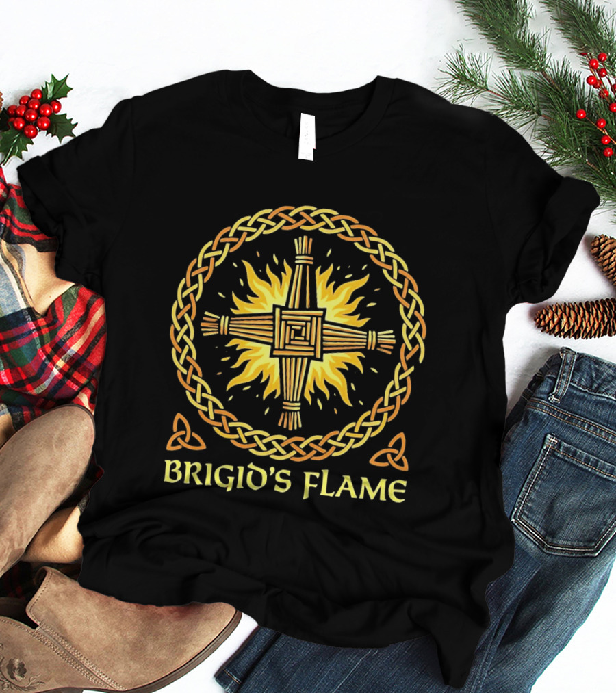 Brigid's Flame Celtic Goddess St Brigid's Cross Fire Symbol Irish Heritage T-Shirt