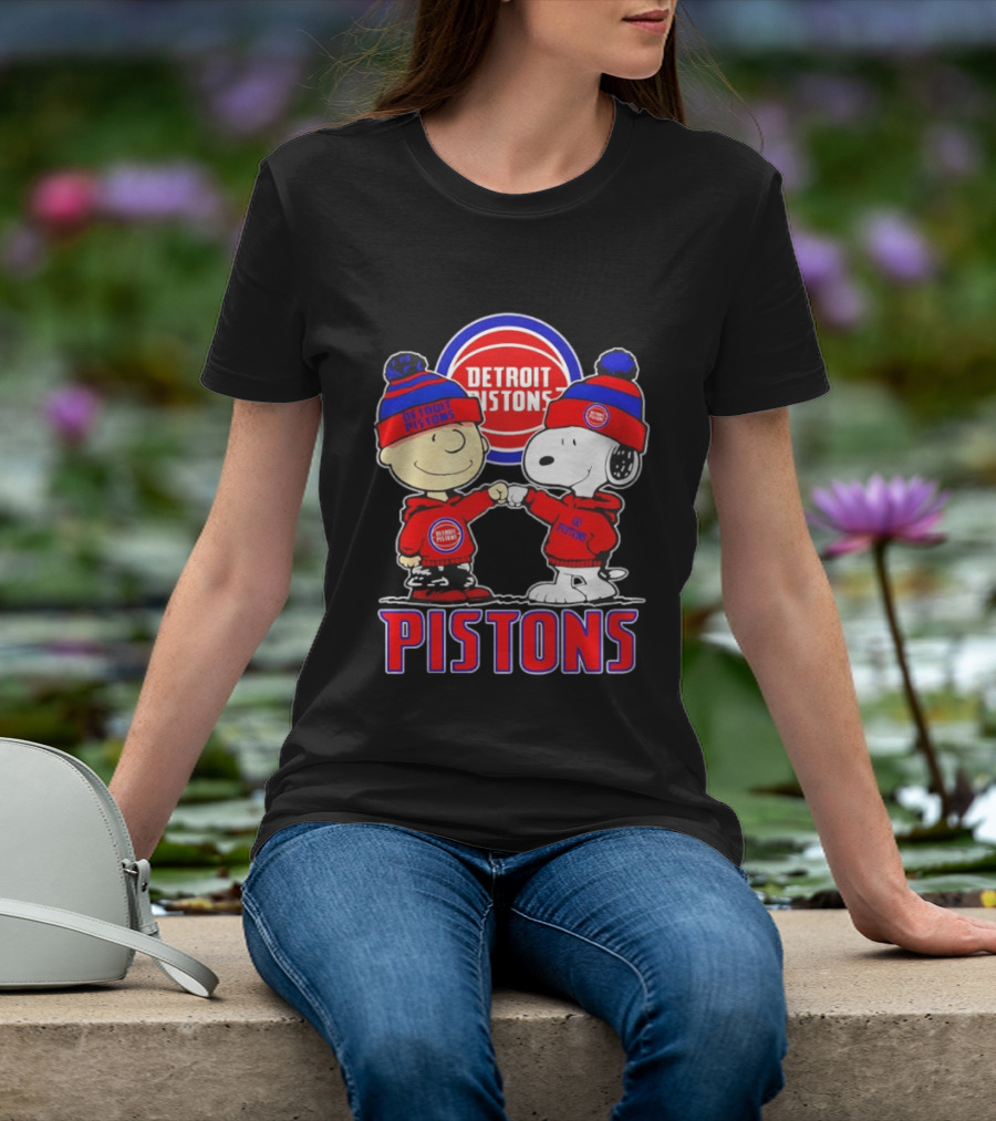 Detroit Pistons Charlie Brown Snoopy Collaboration T-Shirt