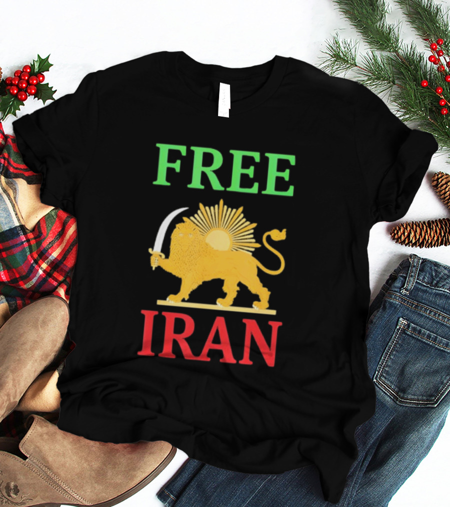 Free Iran Lion And Sun Emblem Freedom Movement T-Shirt