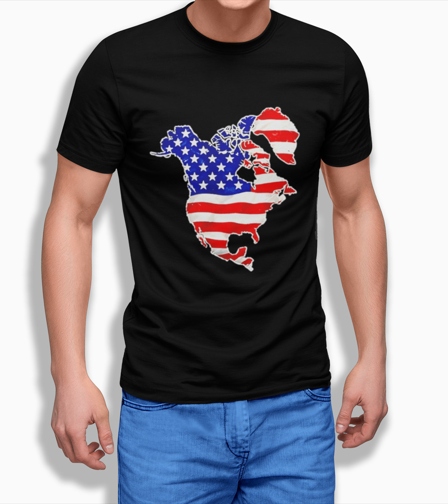 North America US Flag Continent Map Stars And Stripes T-Shirt