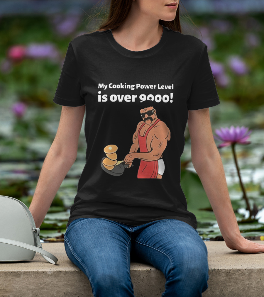 My Cooking Power Level Is Over 9000 Muscle Chef In Red Apron T-Shirt
