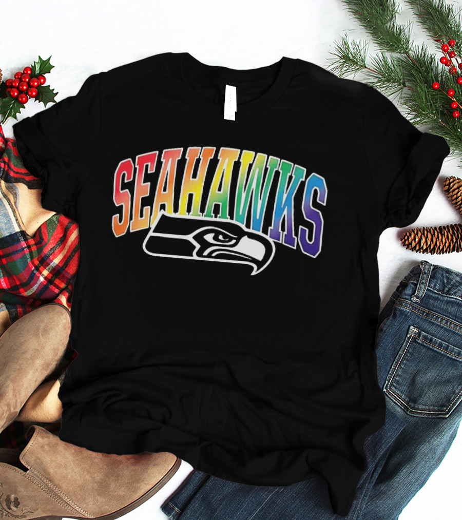 Seattle Seahawks Rainbow Pride LGBTQ Support T-Shirt