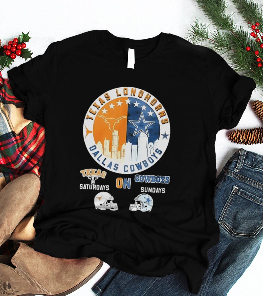 Texas Longhorns Dallas Cowboys Saturdays Sundays Football Rivalry Mashup T-Shirt