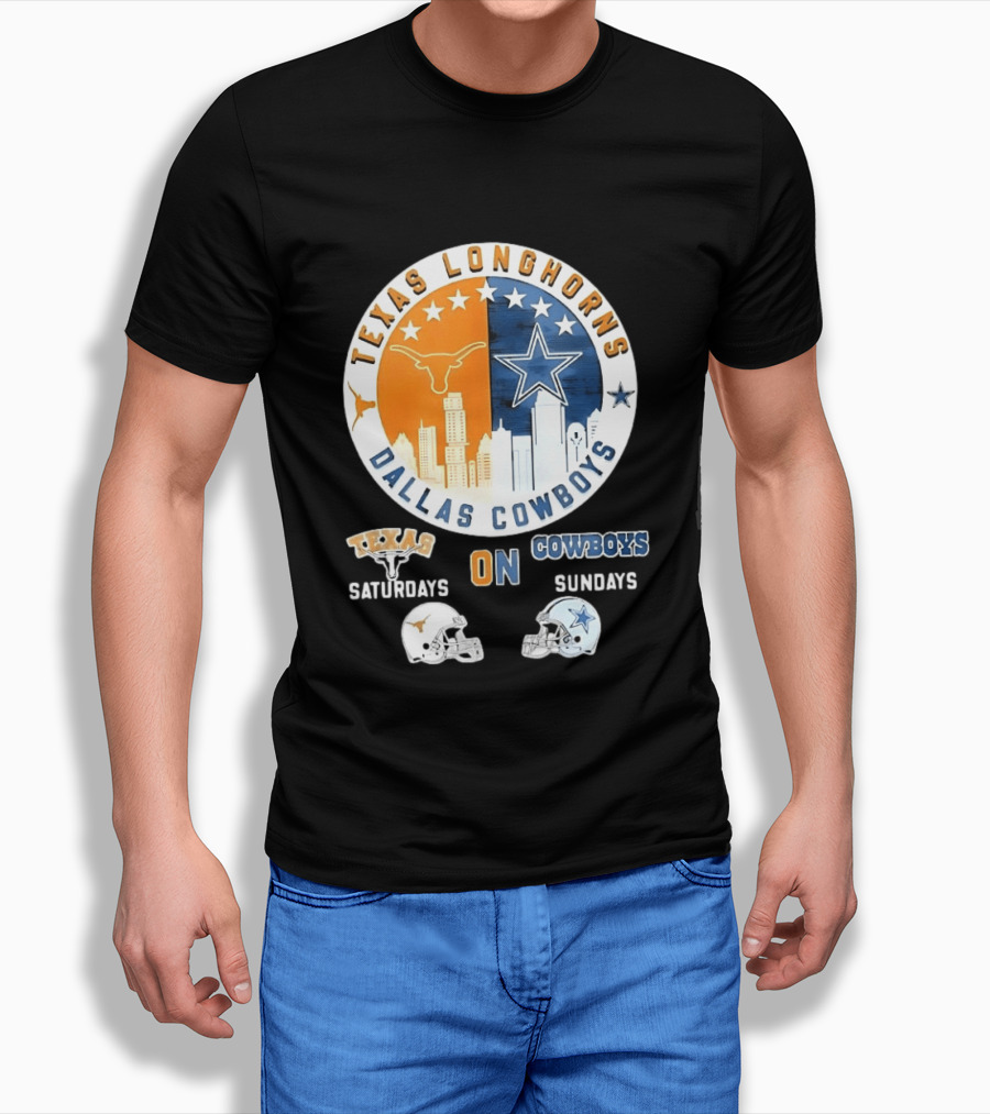 Texas Longhorns Dallas Cowboys Saturdays Sundays Football Rivalry Mashup T-Shirt