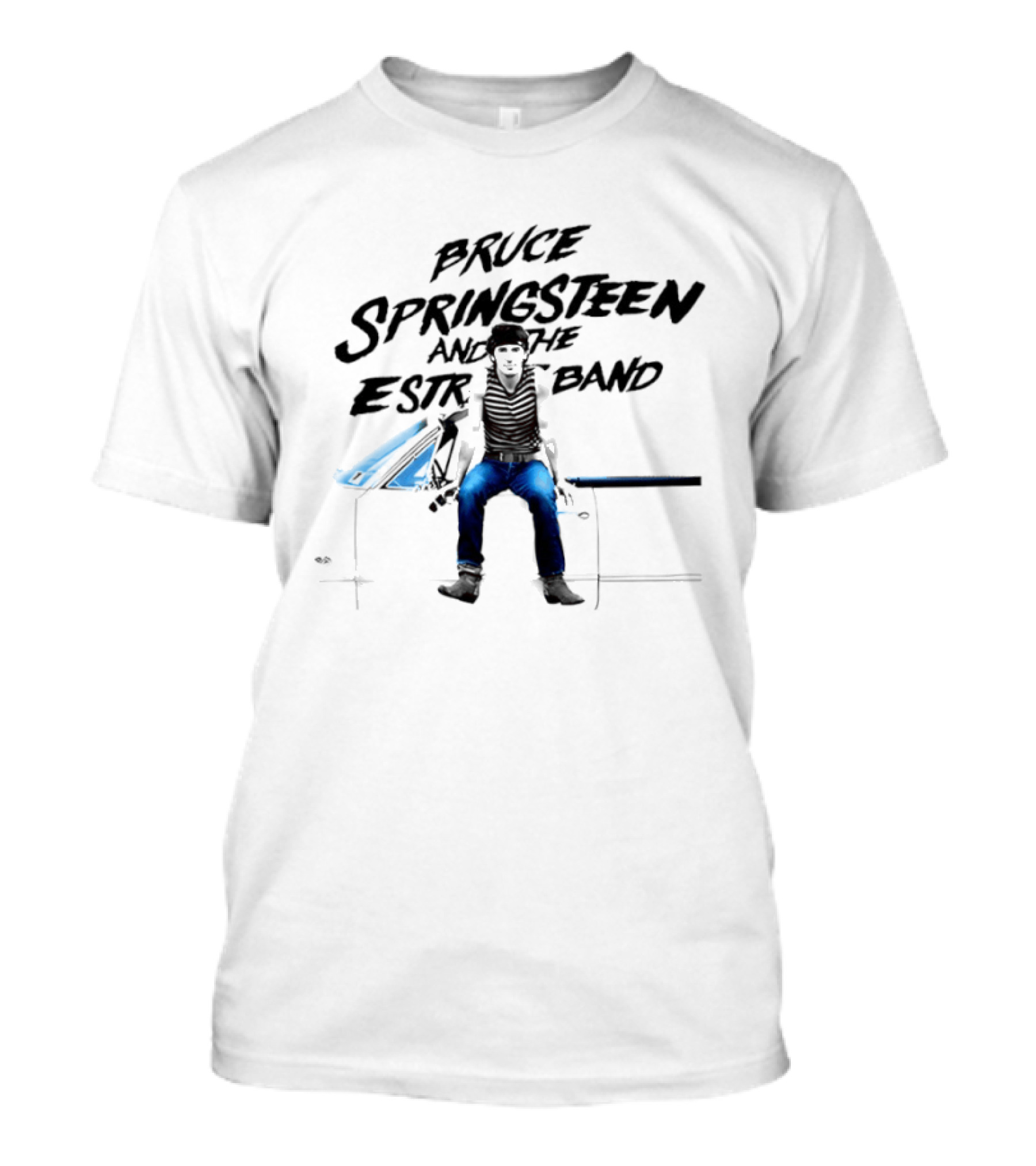 Bruce Springsteen And The E Street Band Photo Vintage Style Sitting On Car T-Shirt