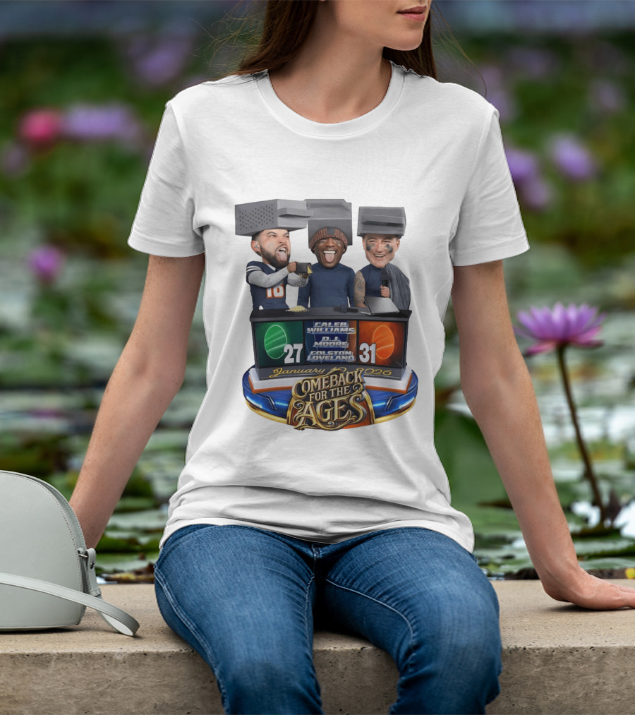 January 2026 Caleb Williams Colston Loveland DJ Moore Cheese Grater Caricature Comeback For The Ages T-Shirt