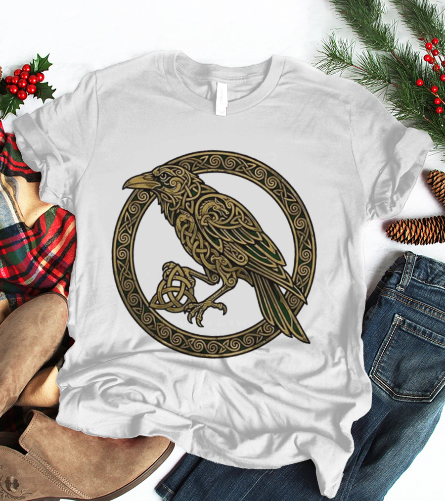 Celtic Raven Knot Northern Mythology Symbol With Intricate Viking T-Shirt