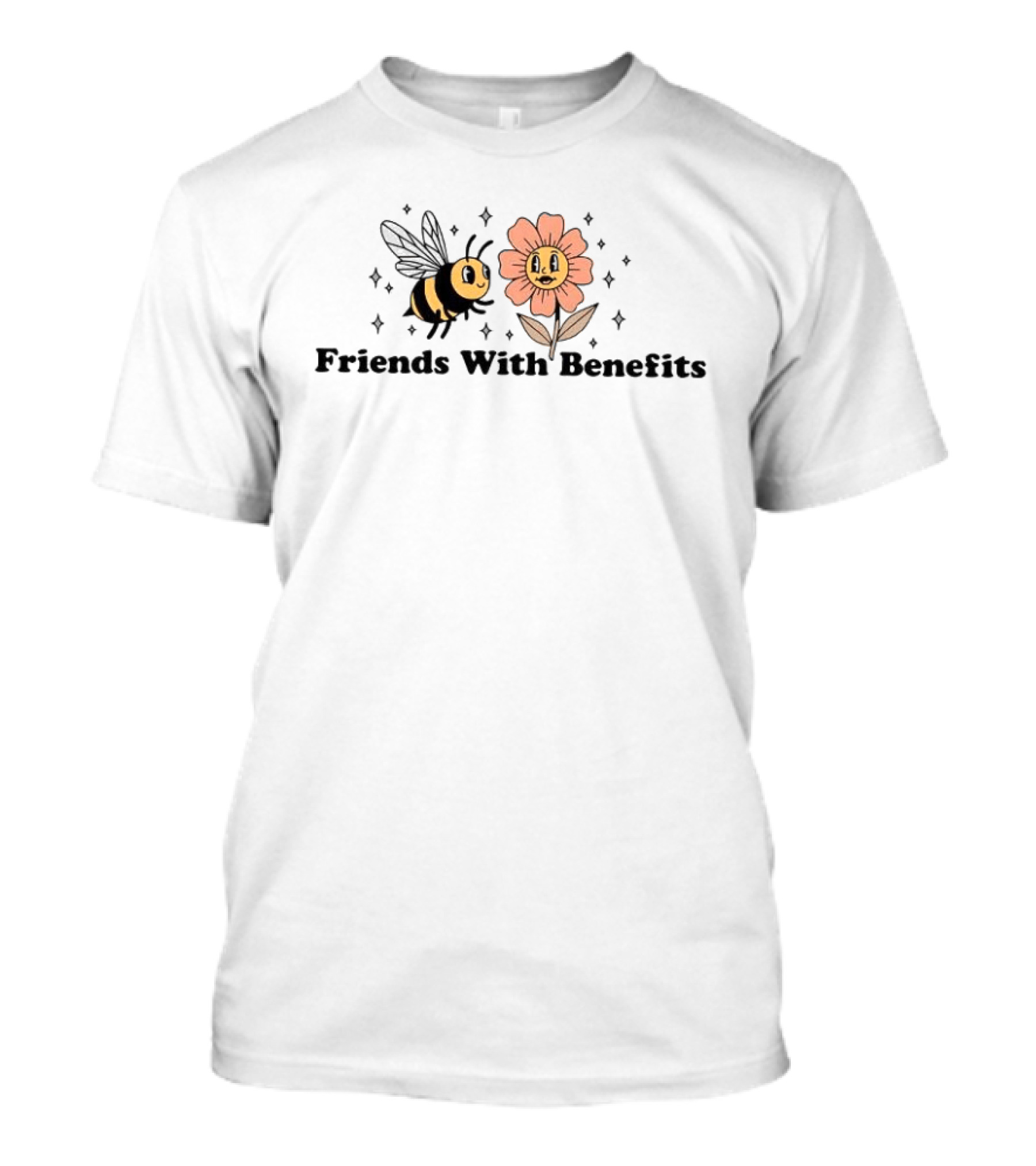 Friends With Benefits Bees And Flowers Meme Cute Illustrated Pals T-Shirt