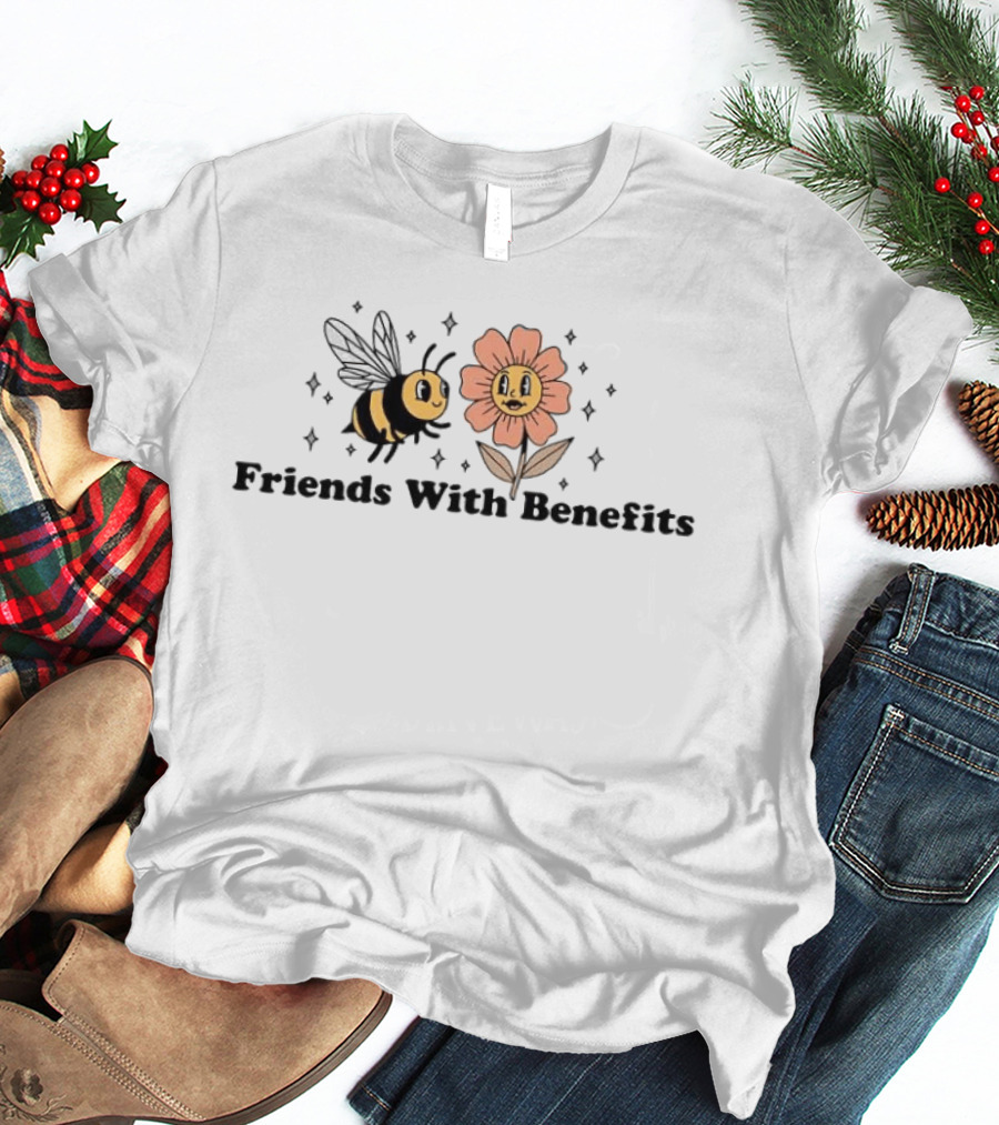 Friends With Benefits Bees And Flowers Meme Cute Illustrated Pals T-Shirt