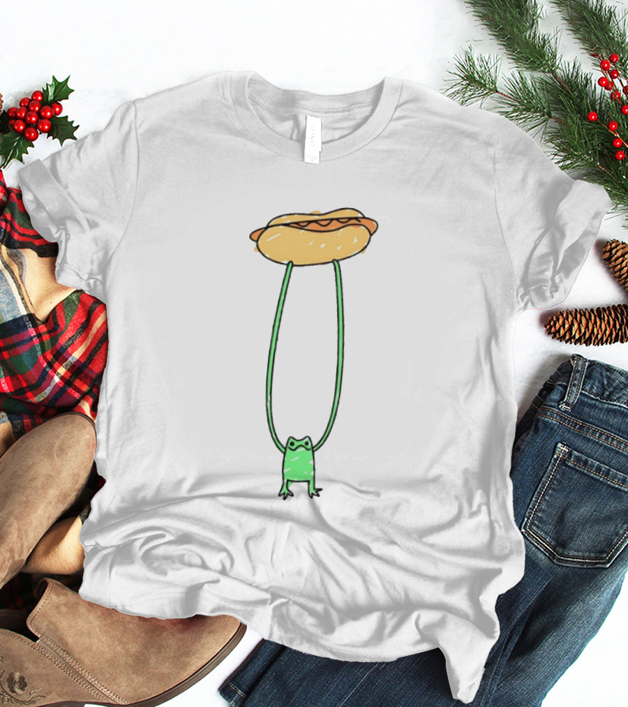 Hot Dog Frog Long Legged Humor Quirky T-Shirt