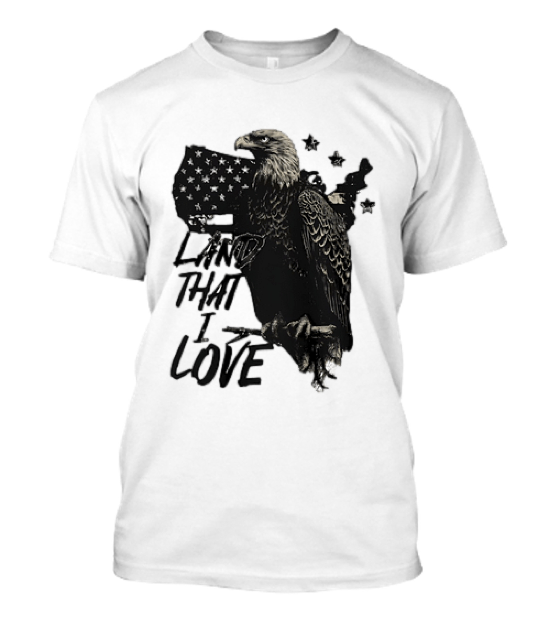 Land That I Love Eagle With American Flag And Stars T-Shirt