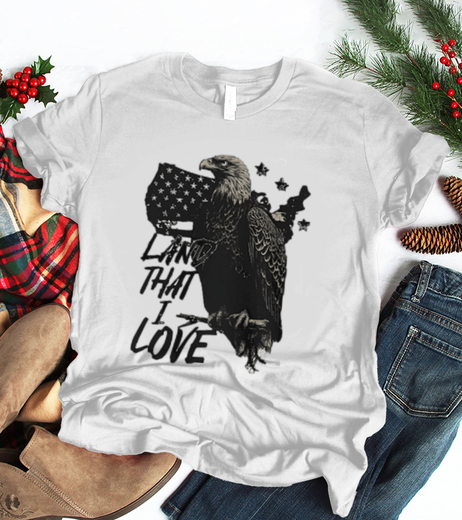 Land That I Love Eagle With American Flag And Stars T-Shirt