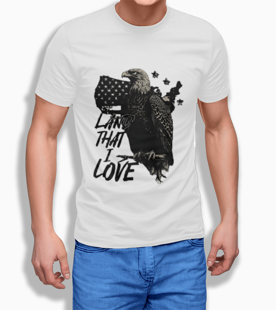 Land That I Love Eagle With American Flag And Stars T-Shirt