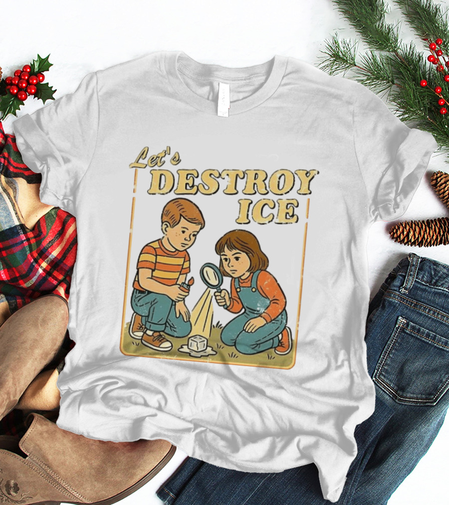 Let's Destroy ICE Melt The Ice Caricature Kids Exploring T-Shirt