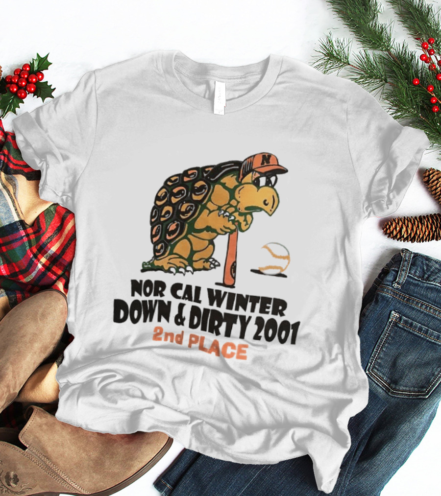 Nor Cal Winter Down And Dirty 2001 2nd Place Turtle Bat And Ball T-Shirt