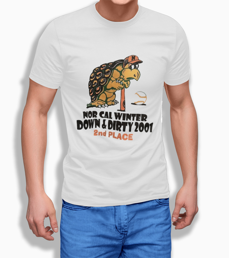 Nor Cal Winter Down And Dirty 2001 2nd Place Turtle Bat And Ball T-Shirt