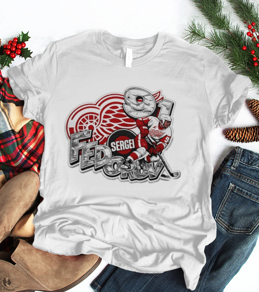 Sergei Fedorov Detroit Red Wings 91 Hockey Legend T-Shirt